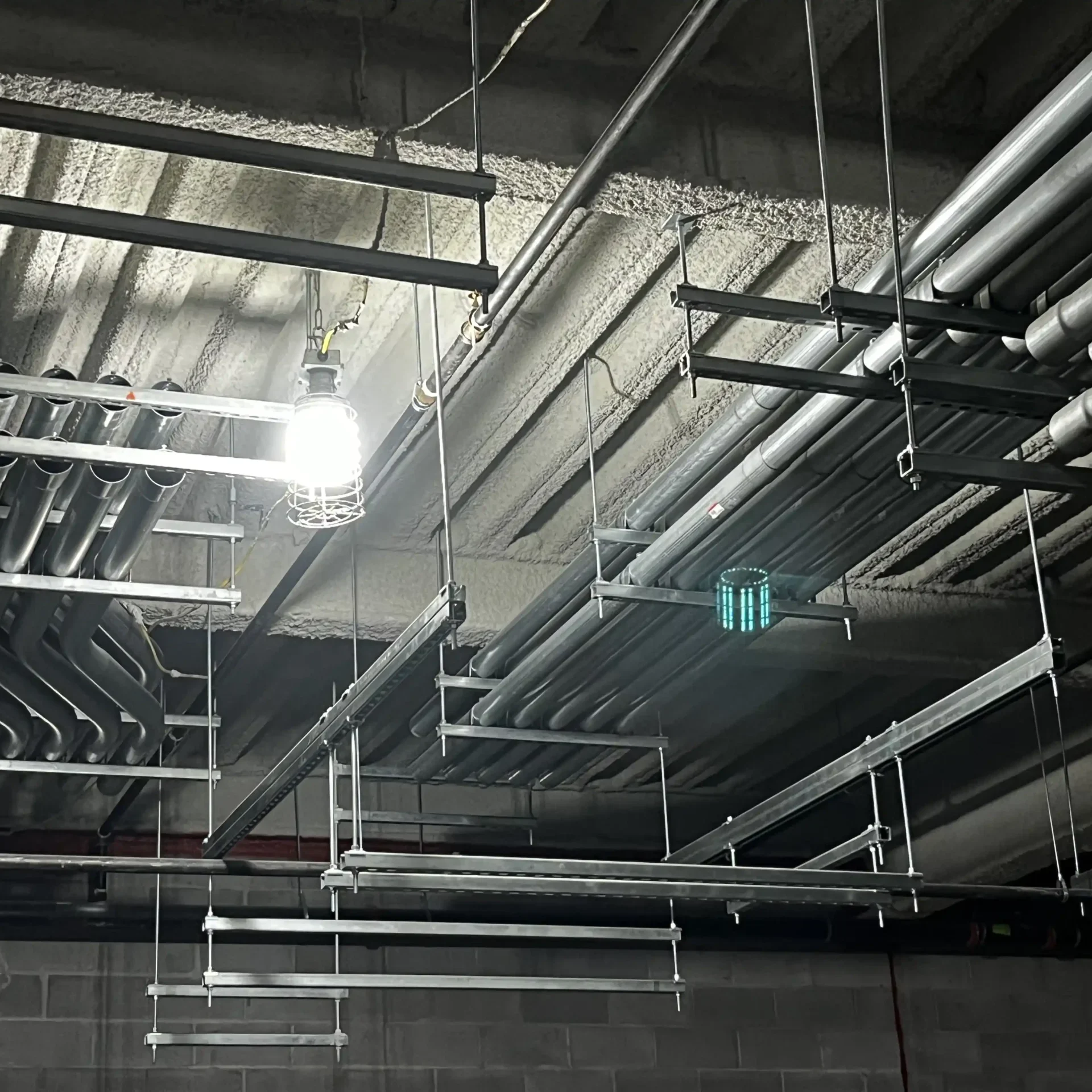 Pipe Run Overhead commercial plumbing pipework in a facility